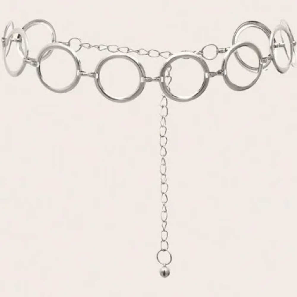 VINTAGE New York & Company Silver Circle Link Chain Belt